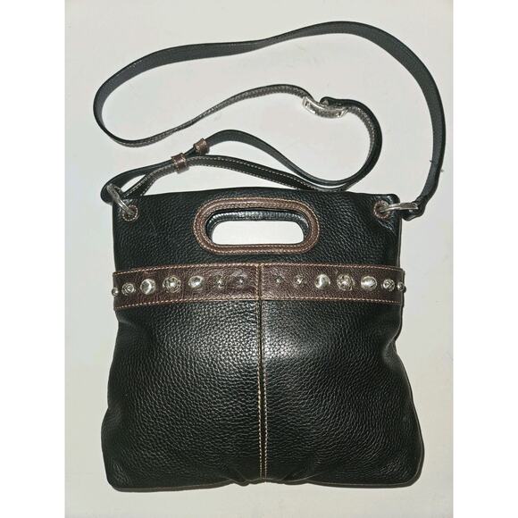 Brighton Crossbody Black W/Studded Detail 10.25x10 - Picture 3 of 11
